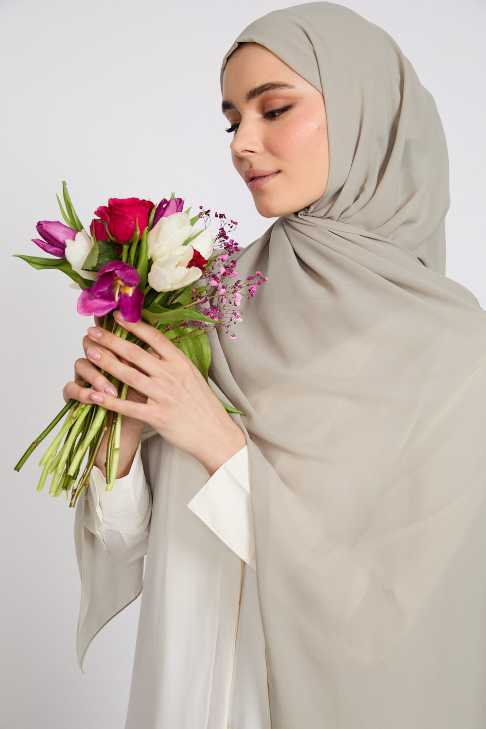 Soft Luxury Georgette Hijab - Sage Taupe
