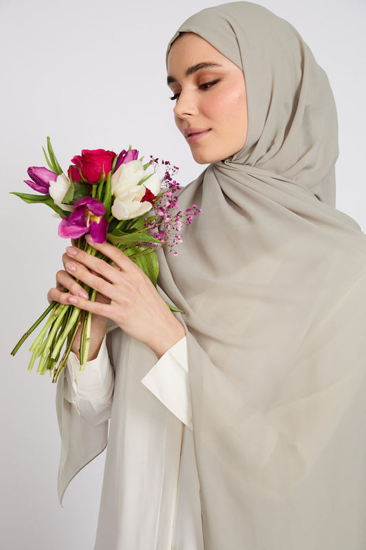 Soft Luxury Georgette Hijab - Sage Taupe