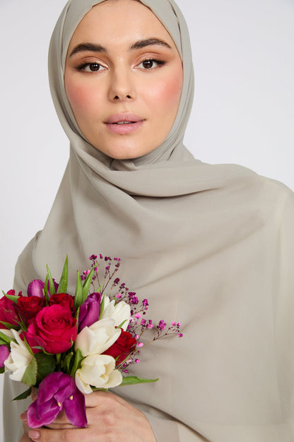 Soft Luxury Georgette Hijab - Sage Taupe