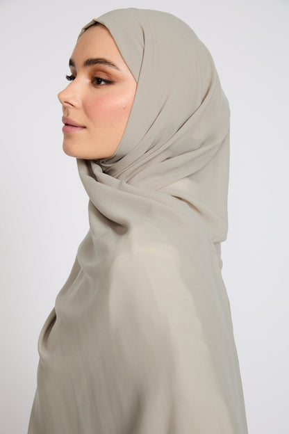 Soft Luxury Georgette Hijab - Sage Taupe