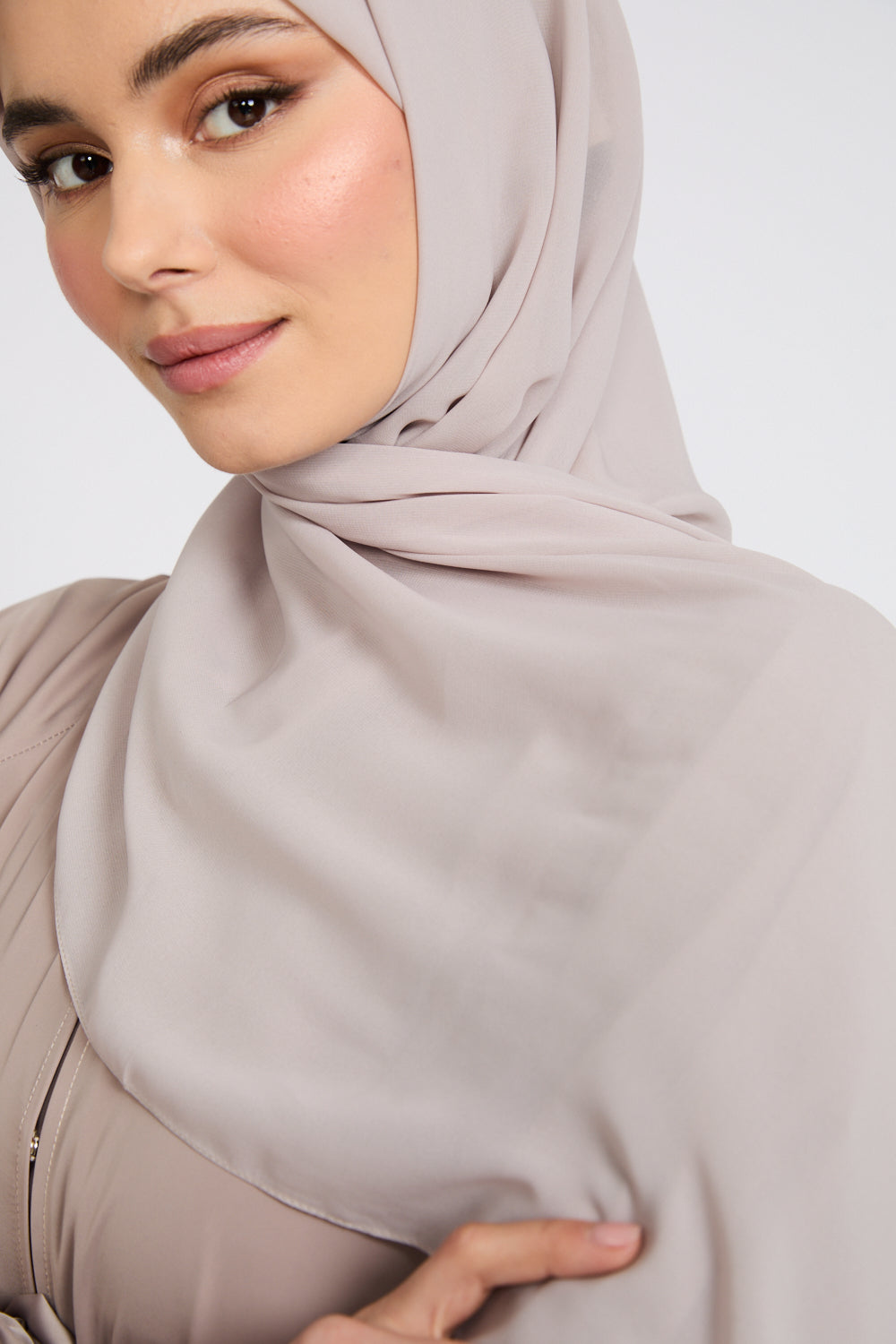 Hijab in georgette di lusso morbido - Beige rosato