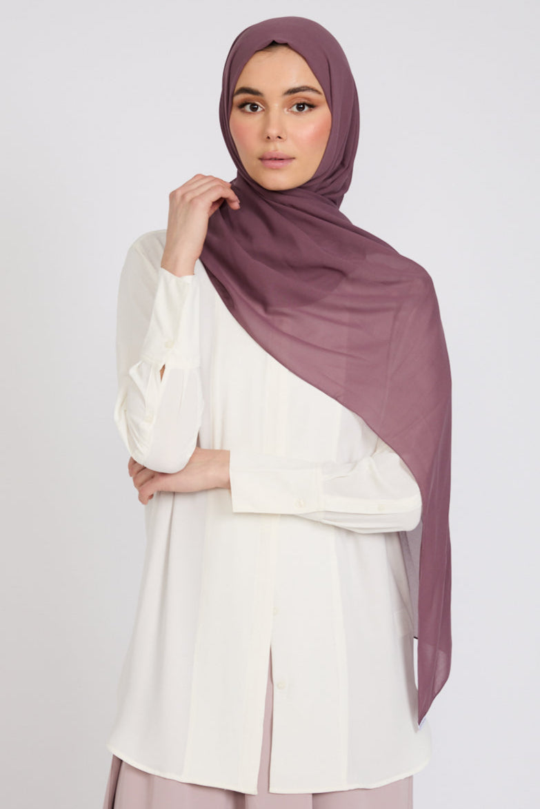 Soft Luxury Georgette Hijab - Mulberry Haze