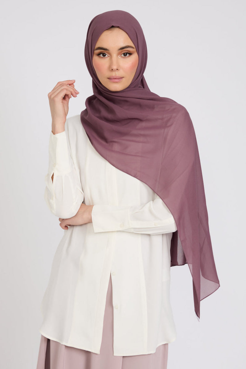 Soft Luxury Georgette Hijab - Mulberry Haze