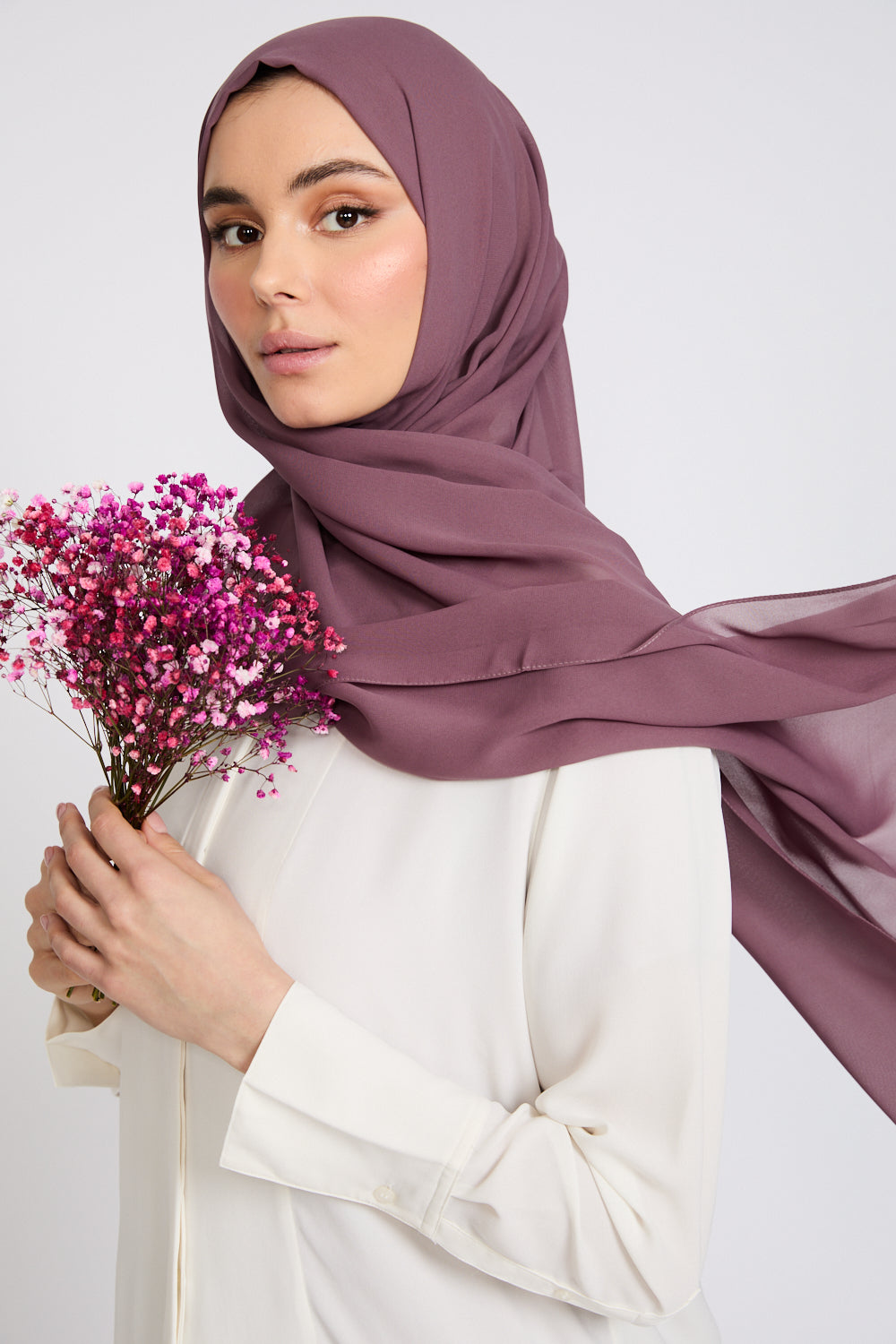 Soft Luxury Georgette Hijab - Mulberry Haze