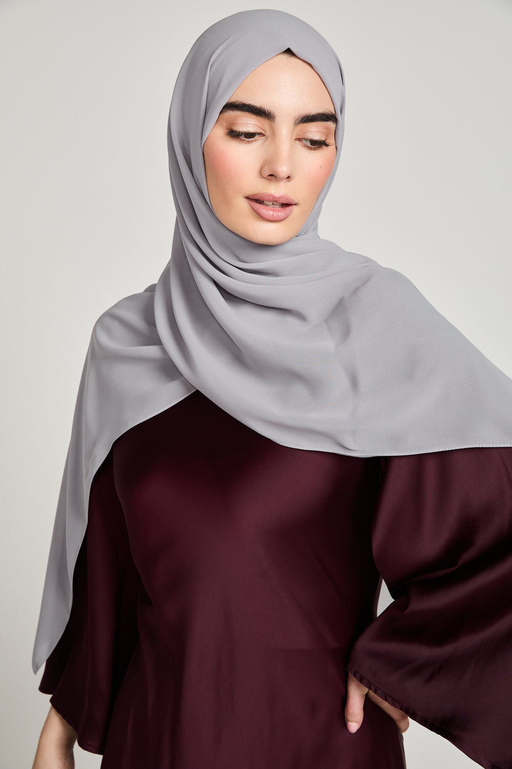 Soft Luxury Georgette Hijab - Misty Grey