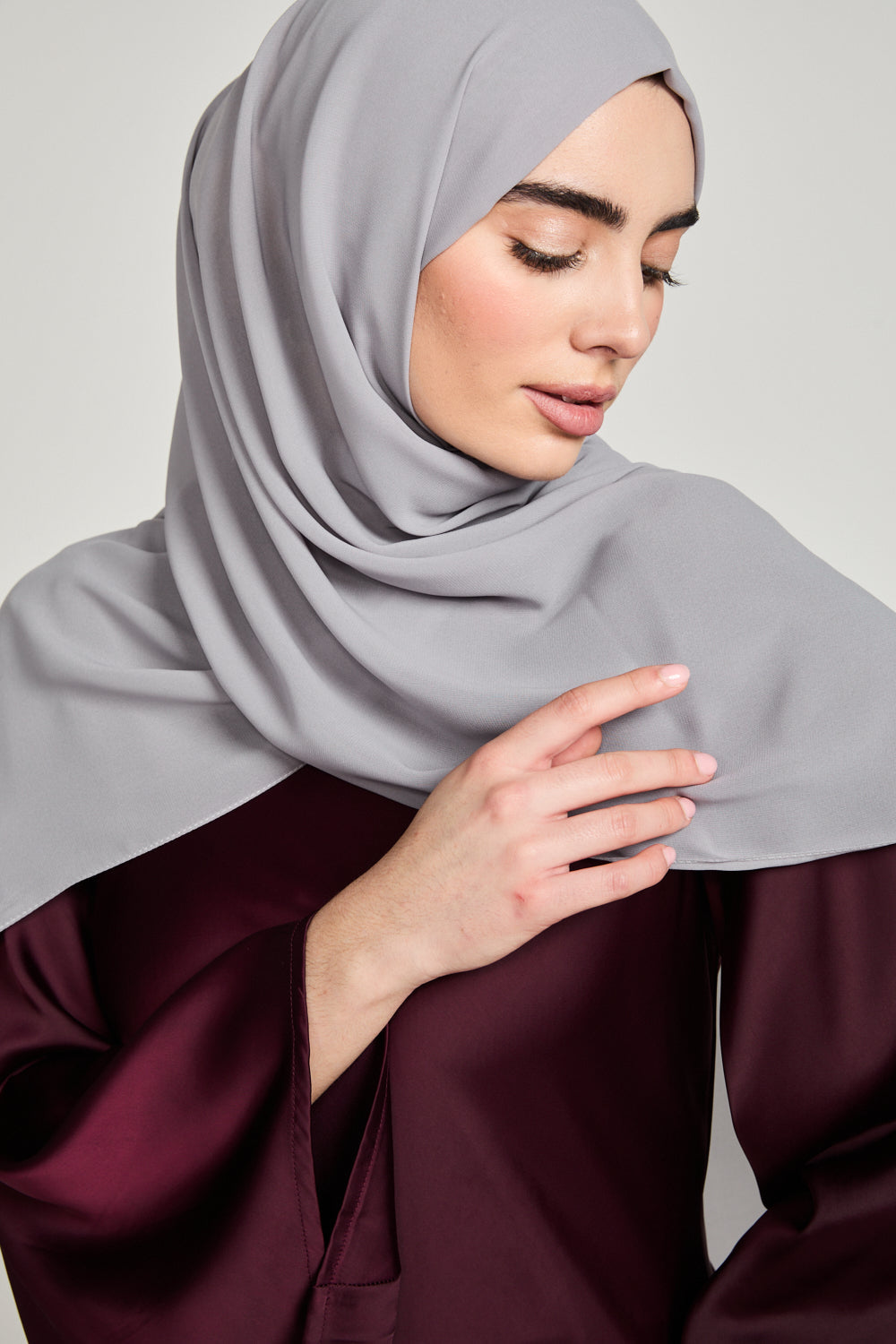 Soft Luxury Georgette Hijab - Misty Grey