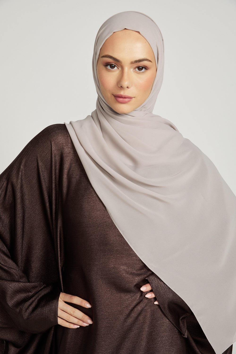 Soft Luxury Georgette Hijab - Smoky Beige