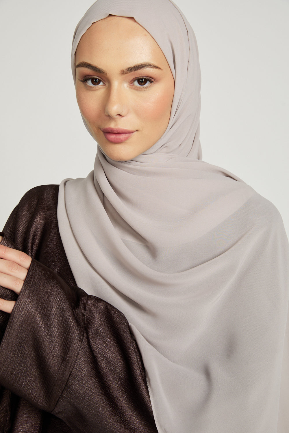 Soft Luxury Georgette Hijab - Smoky Beige