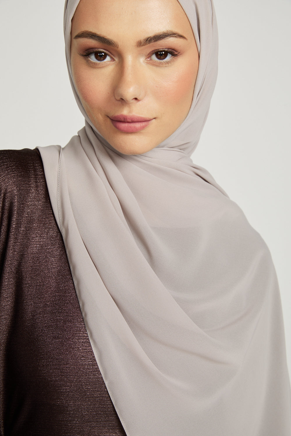 Soft Luxury Georgette Hijab - Smoky Beige