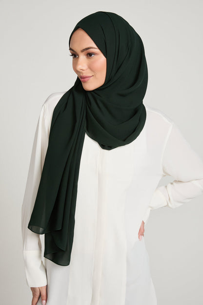 Soft Luxury Georgette Hijab - Midnight Forest