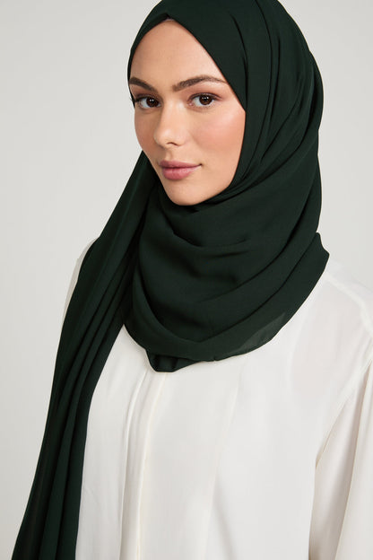 Soft Luxury Georgette Hijab - Midnight Forest