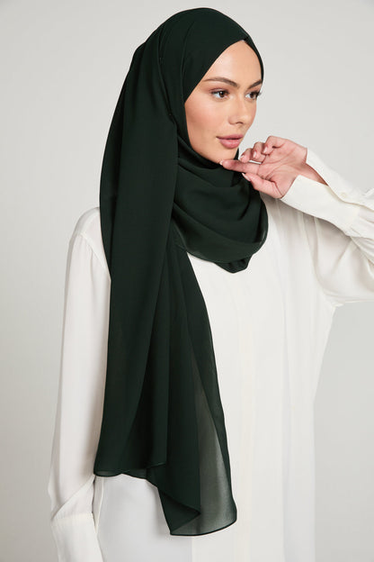 Soft Luxury Georgette Hijab - Midnight Forest