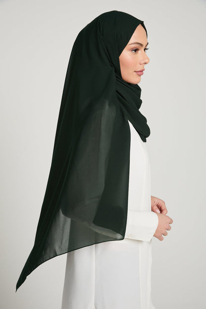 Soft Luxury Georgette Hijab - Midnight Forest