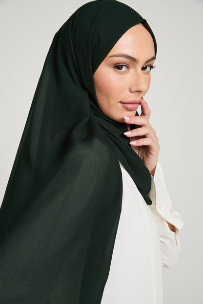 Soft Luxury Georgette Hijab - Midnight Forest