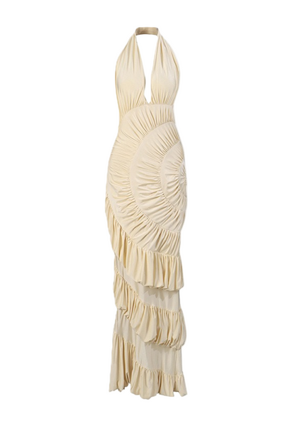 Dejana Halter Shirred Maxi Dress