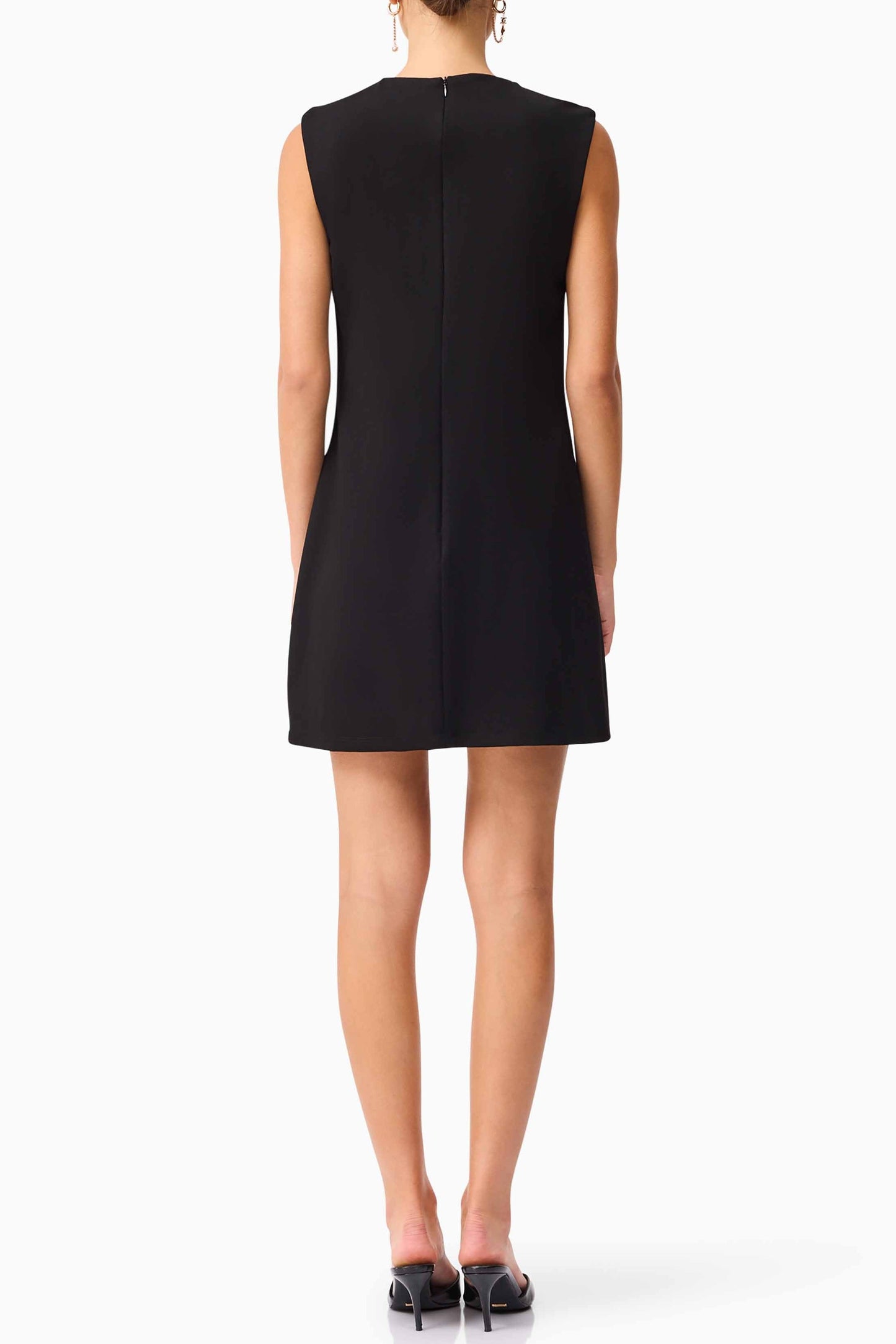 mandy 3d flower embellished Mini Dress in Black