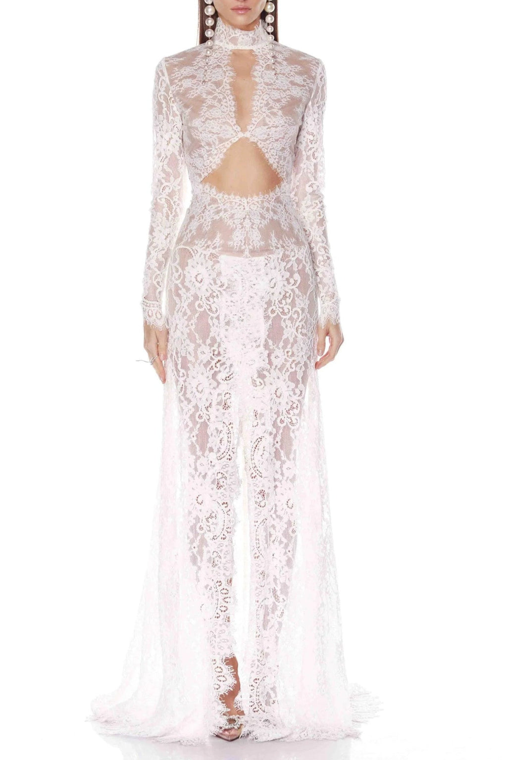 Juselius Lace Cutout Maxi Dress - White