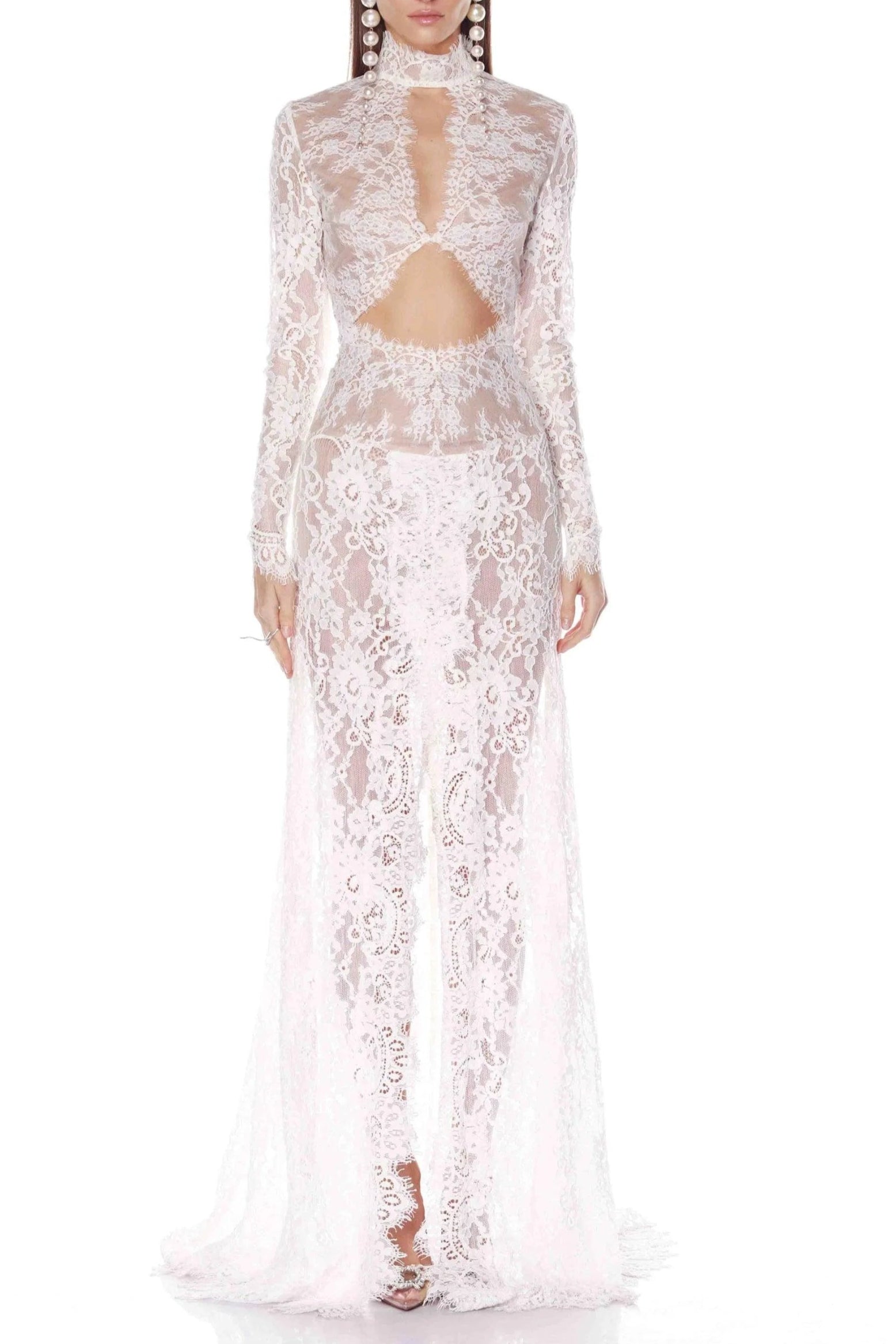 Juselius Lace Cutout Maxi Dress - White