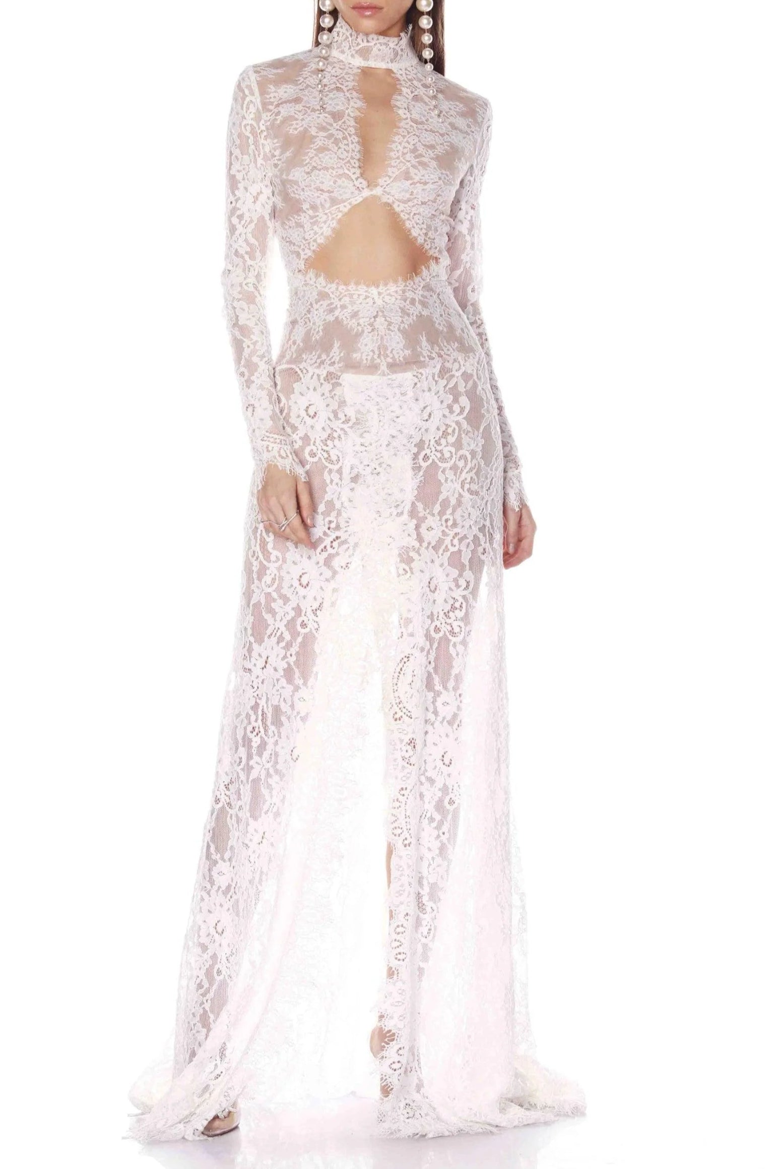 Juselius Lace Cutout Maxi Dress - White