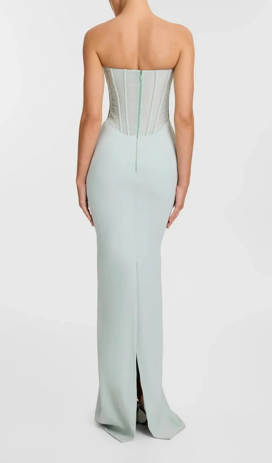 Ramire Strapless  Mesh Scarf Corset Maxi Dress