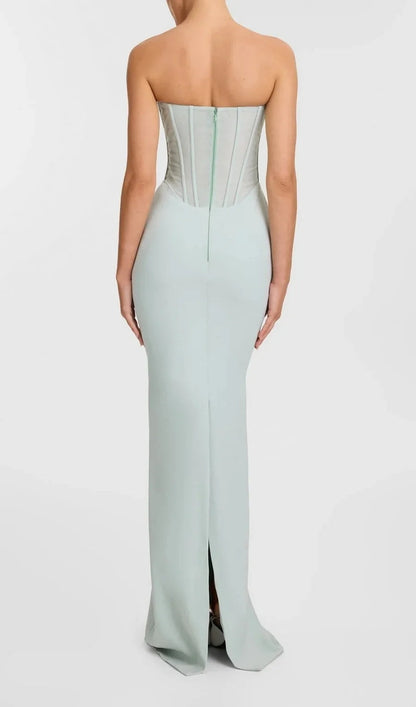 Ramire Strapless  Mesh Scarf Corset Maxi Dress