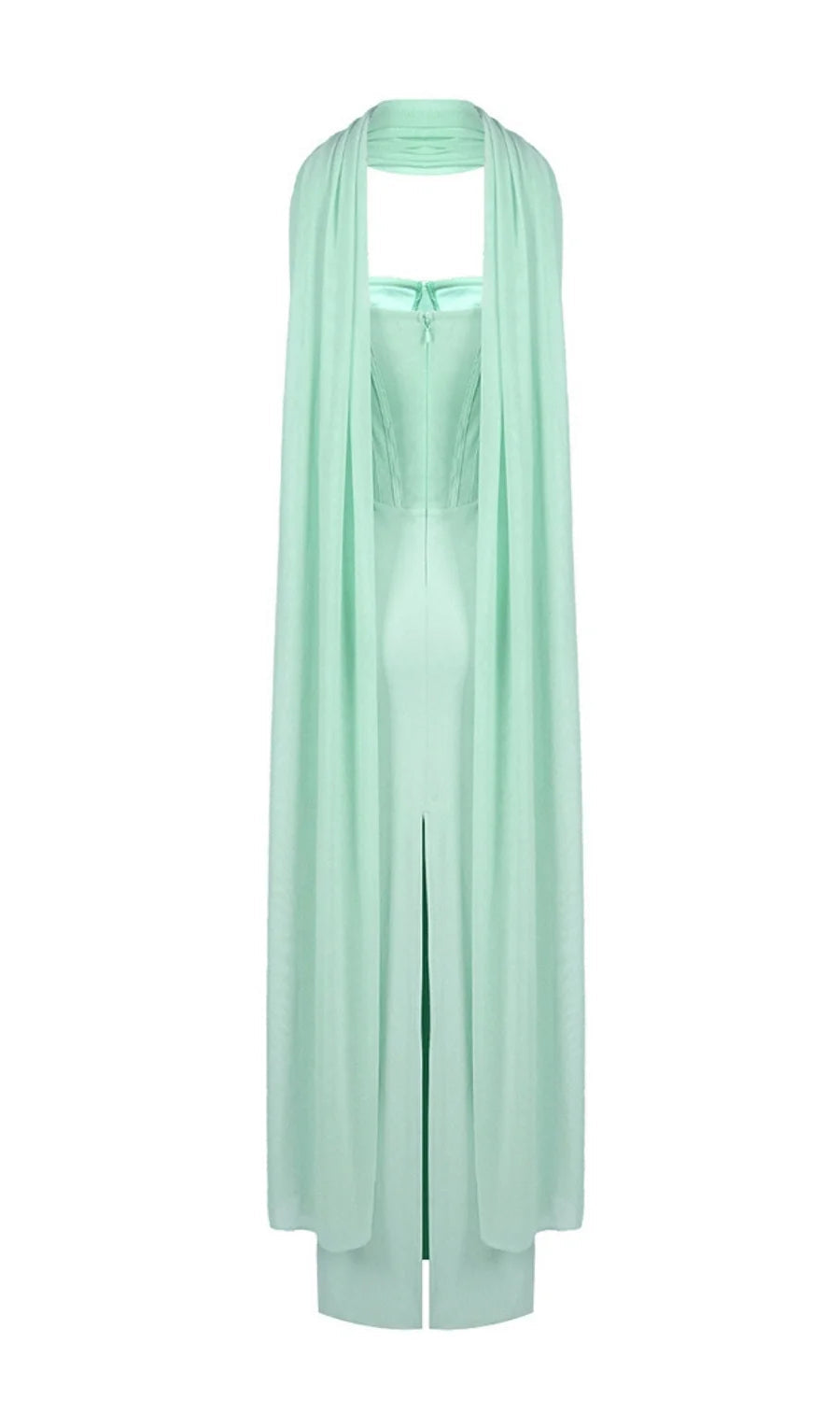 Ramire Strapless  Mesh Scarf Corset Maxi Dress