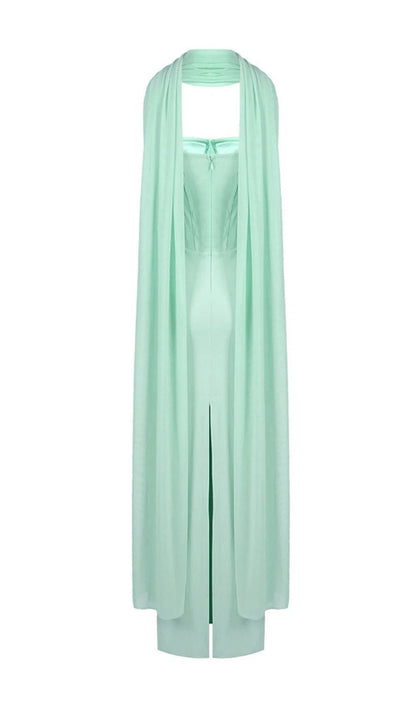 Ramire Strapless  Mesh Scarf Corset Maxi Dress