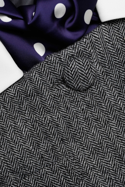 Euryda Herringbone Polka Dot Scarf Jacket