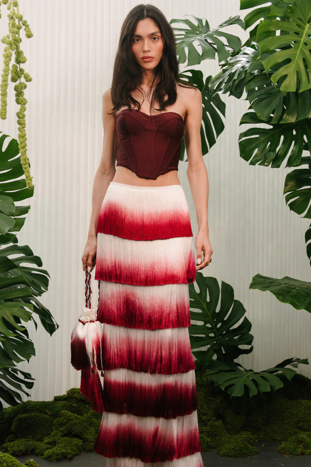 Despo Gradient Fringe Corset Two Piece Bandage Set