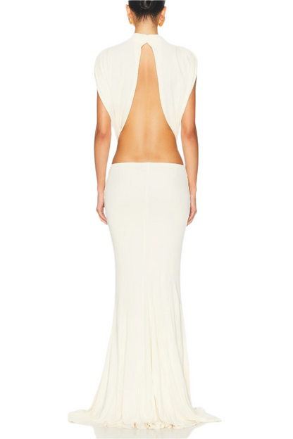 Graillot Bow Cutout Backless Maxi Dress - White