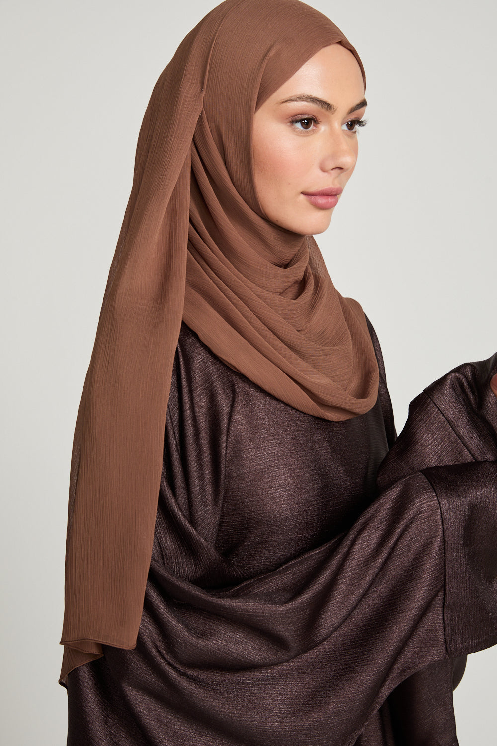 Luxury Crinkle Chiffon Hijab - Saffron Brown