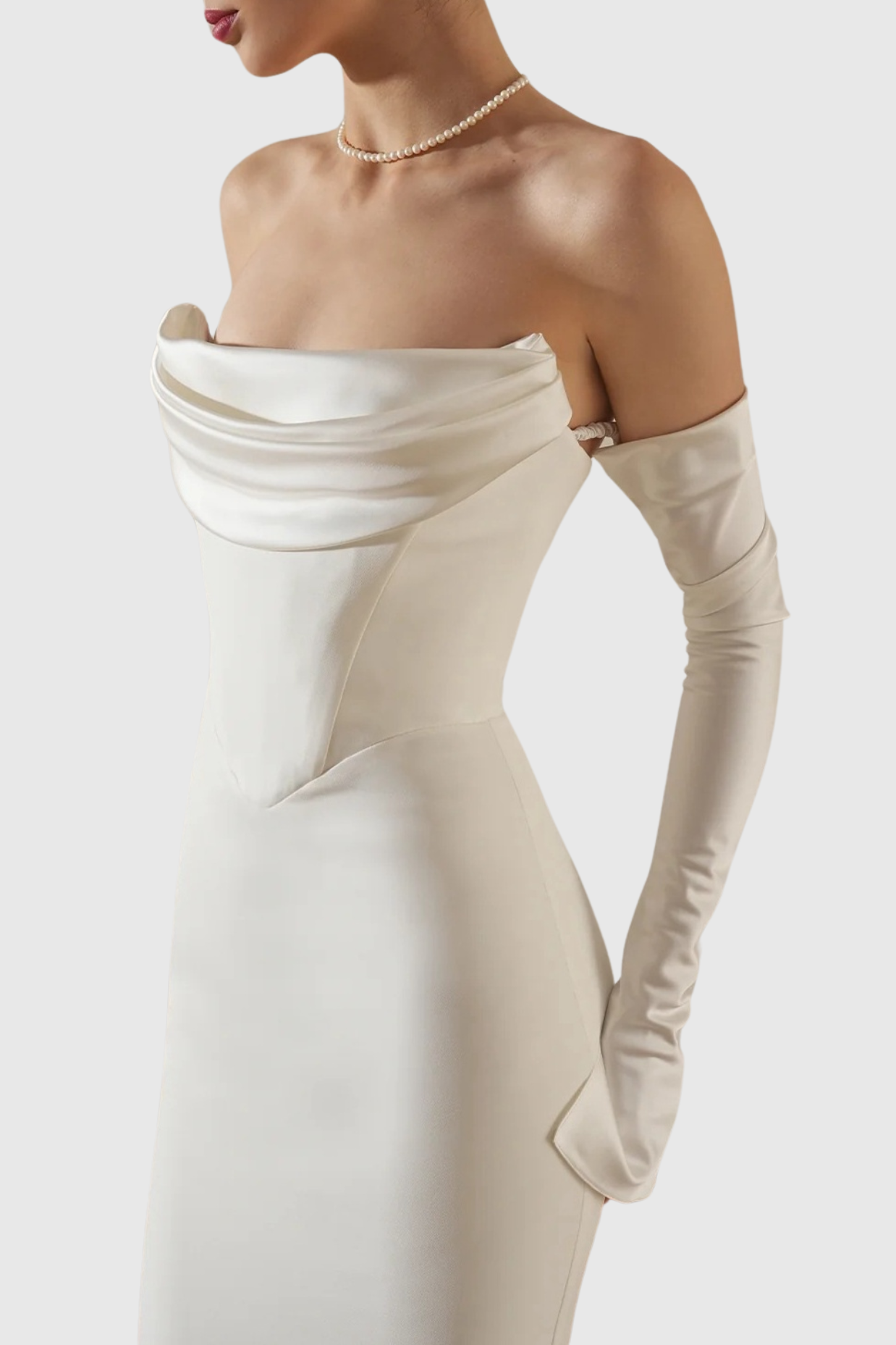 Off Shoulder Corset Maxi Dress - White