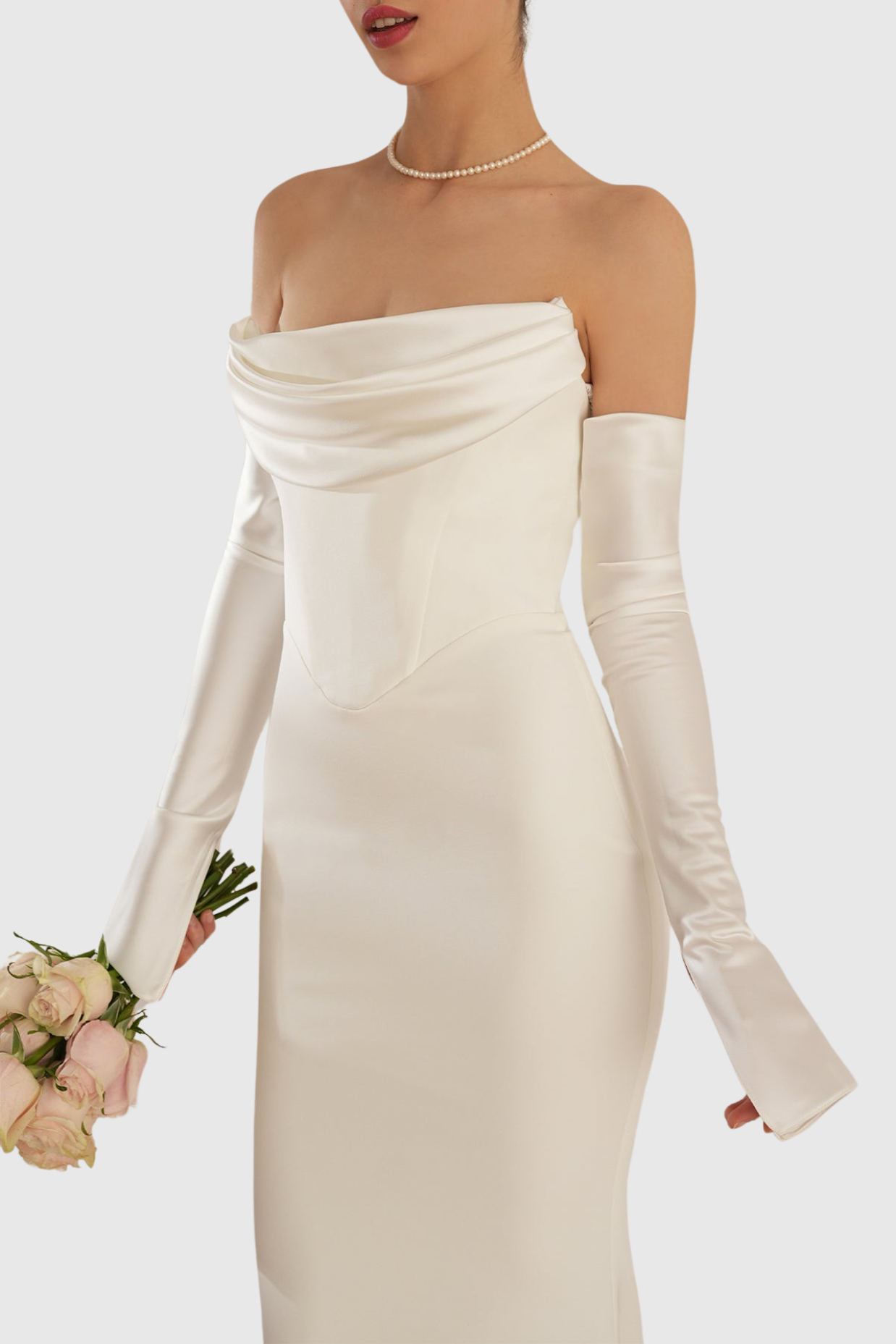 Off Shoulder Corset Maxi Dress - White