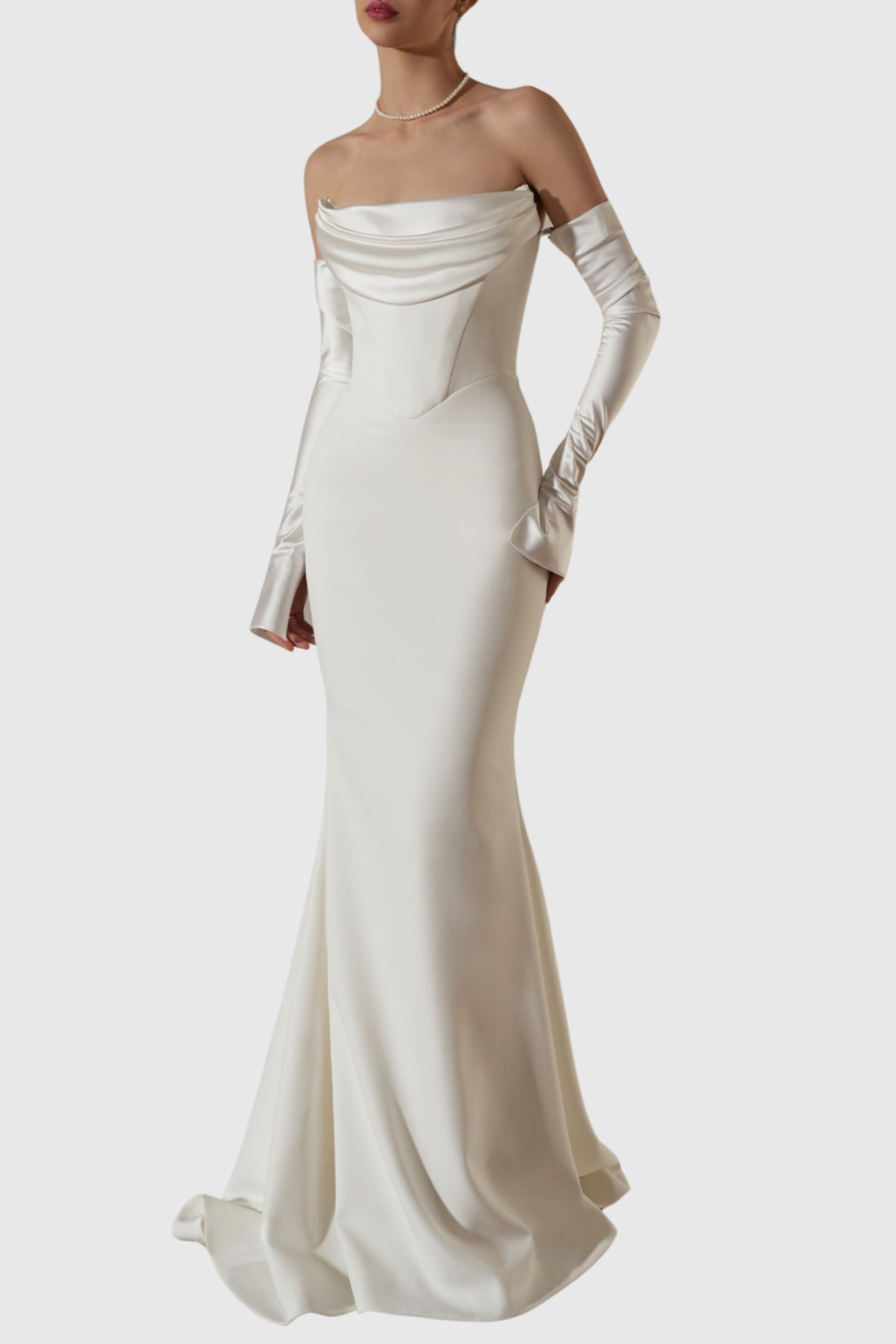 Off Shoulder Corset Maxi Dress - White