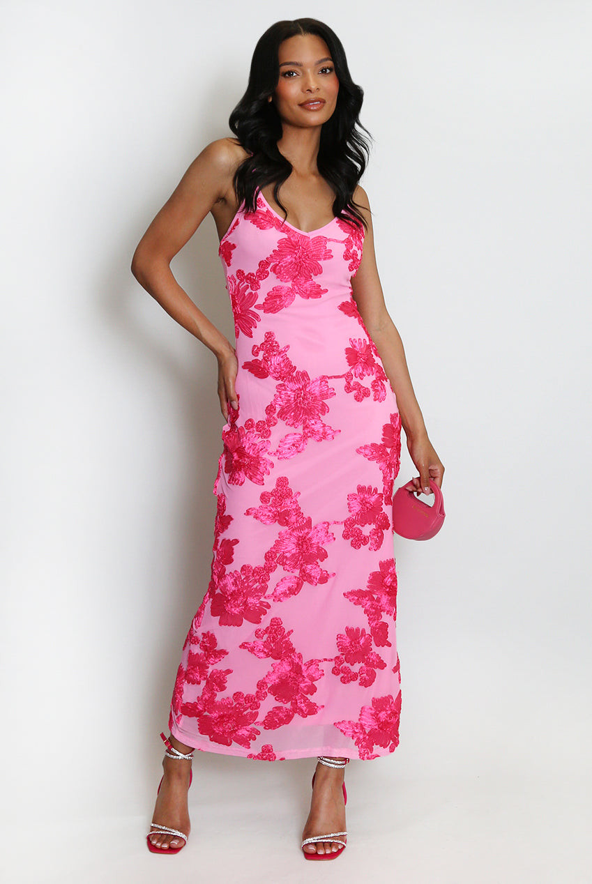 Floral Lace Lined Cami Midi Dress