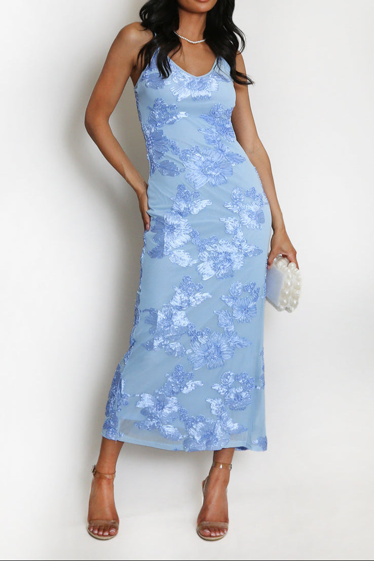 Floral Lace Lined Cami Midi Dress