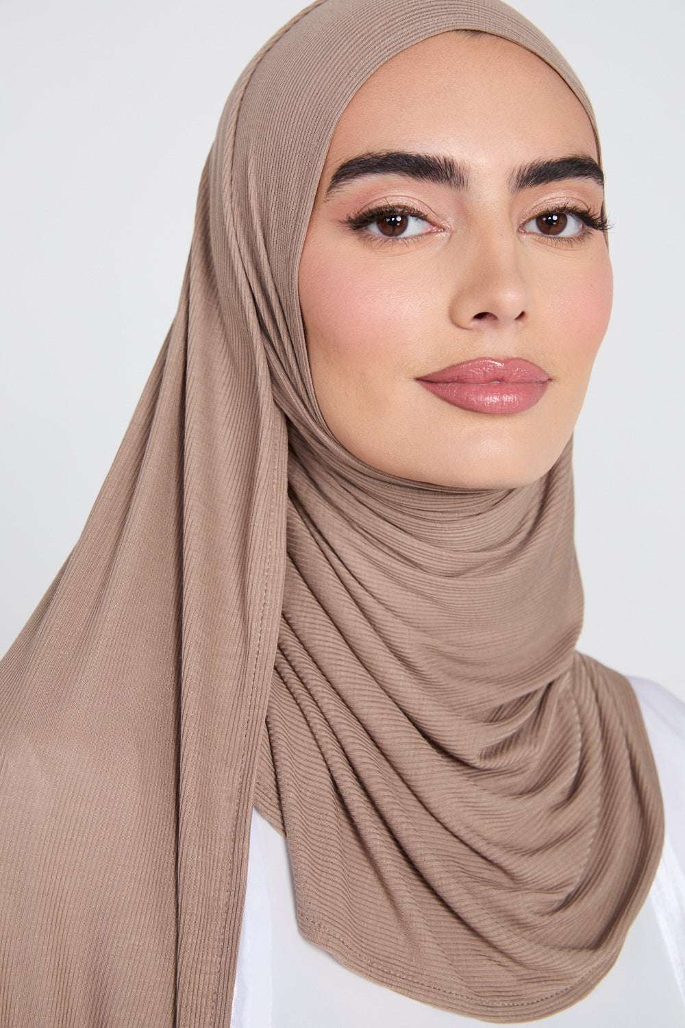 Premium Instant Bamboo Ribbed Jersey Hijab - Dusty Taupe