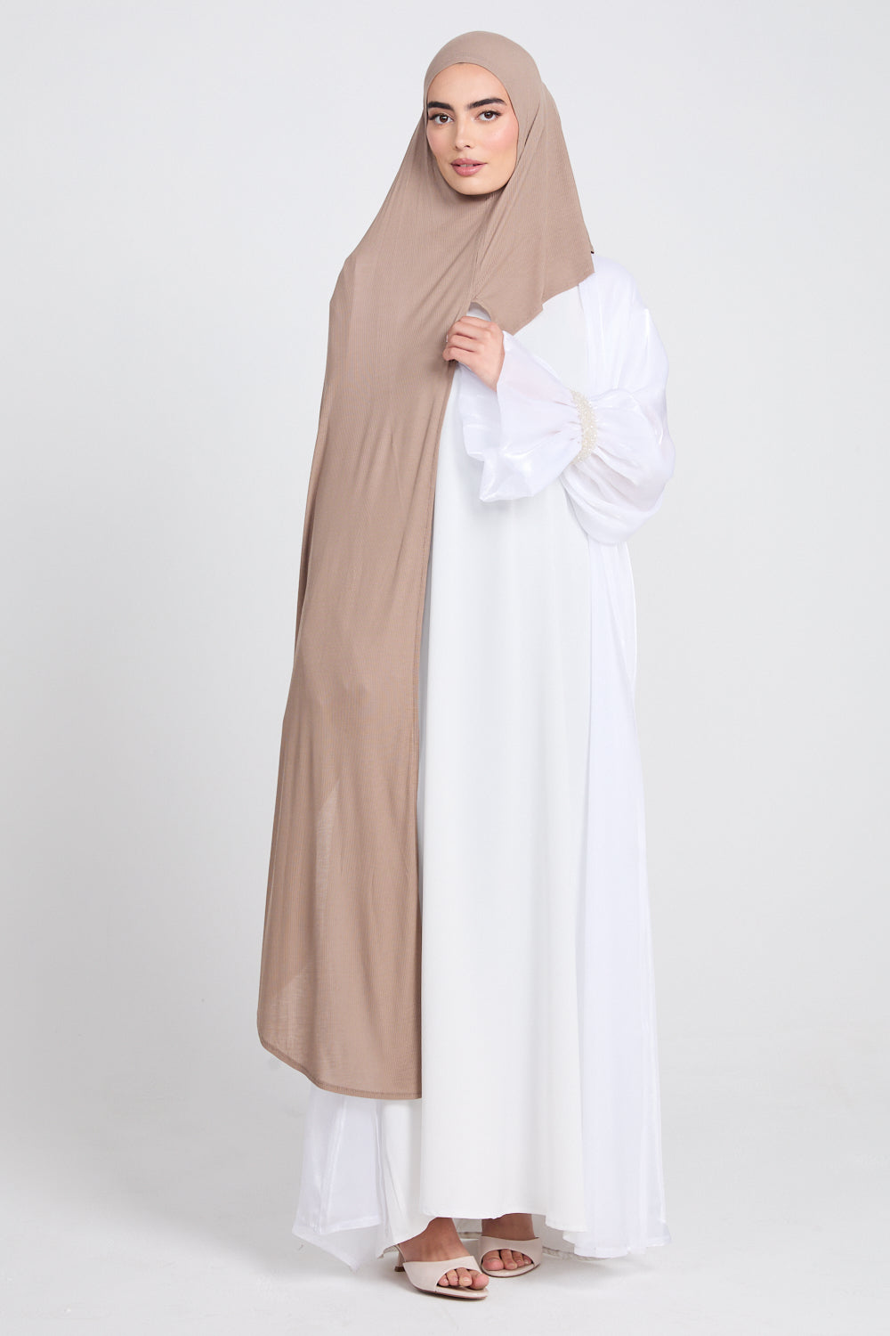 Premium Instant Bamboo Ribbed Jersey Hijab - Dusty Taupe
