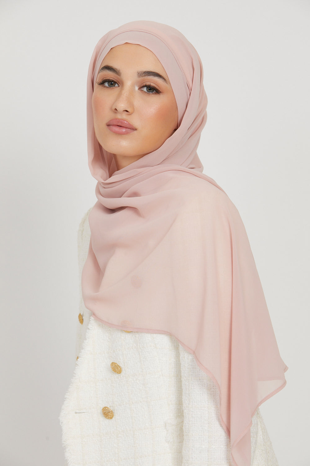 Premium Instant Chiffon Hijab - Light Blush