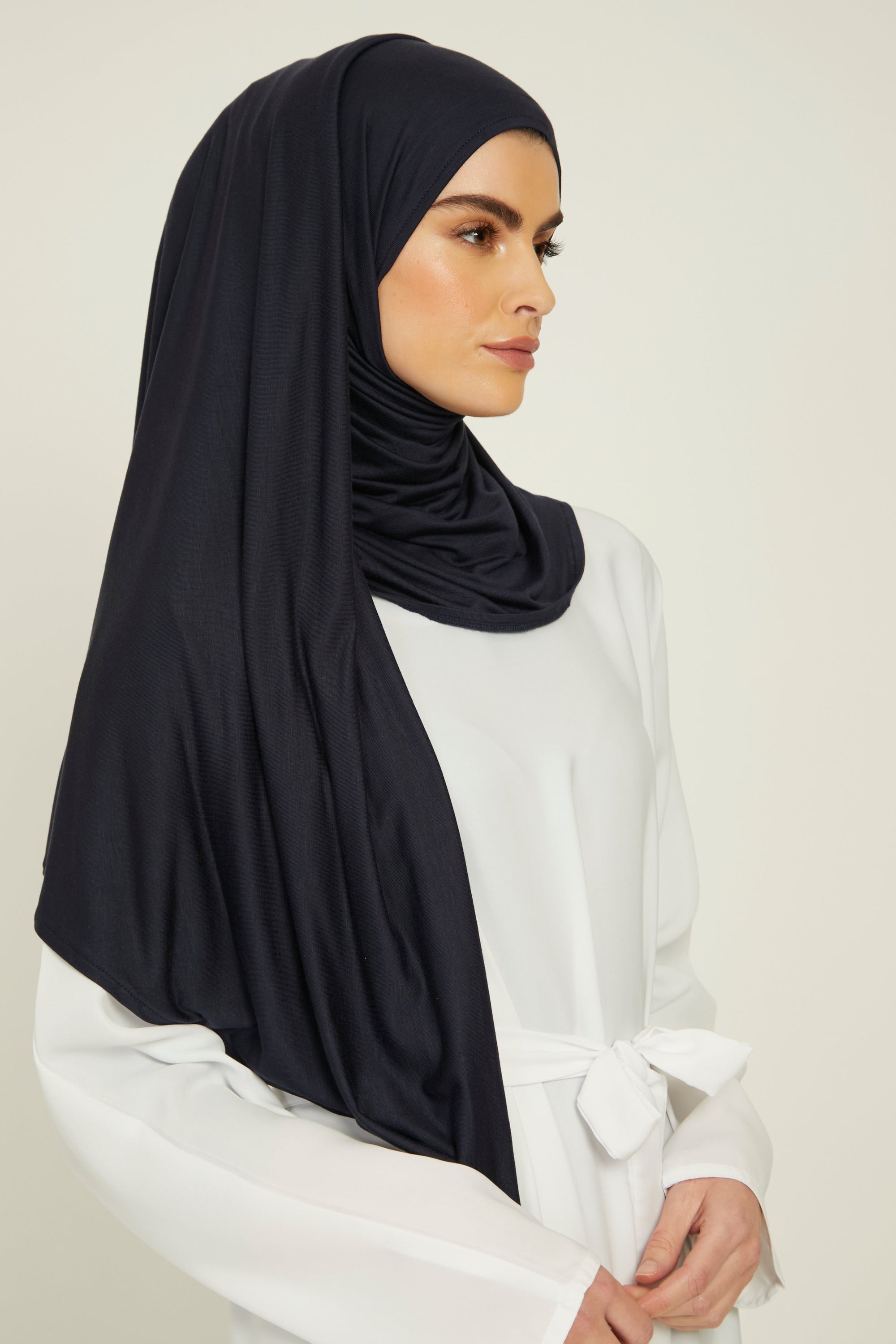 Premium Instant Jersey Hijab - Navy