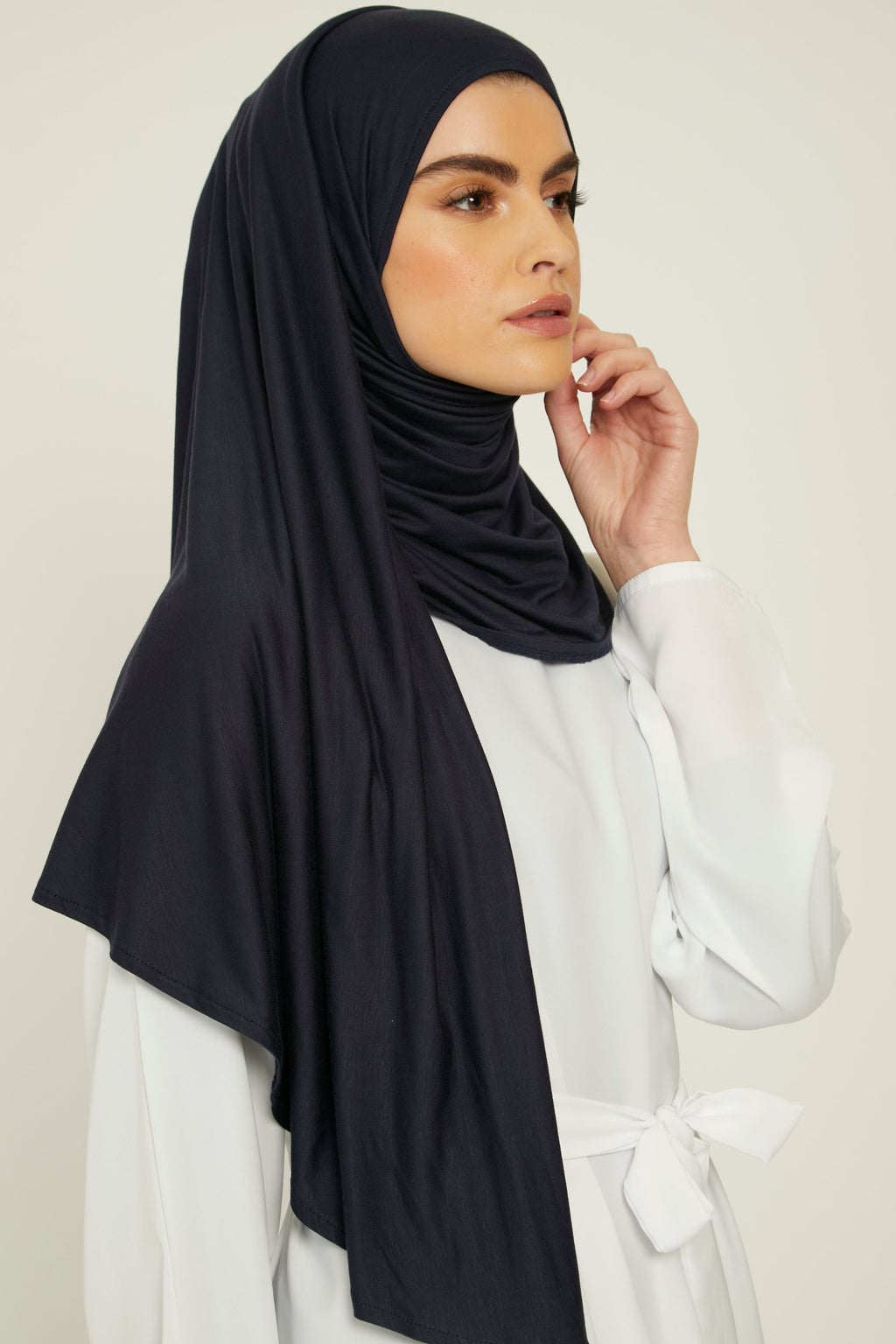 Premium Instant Jersey Hijab - Navy