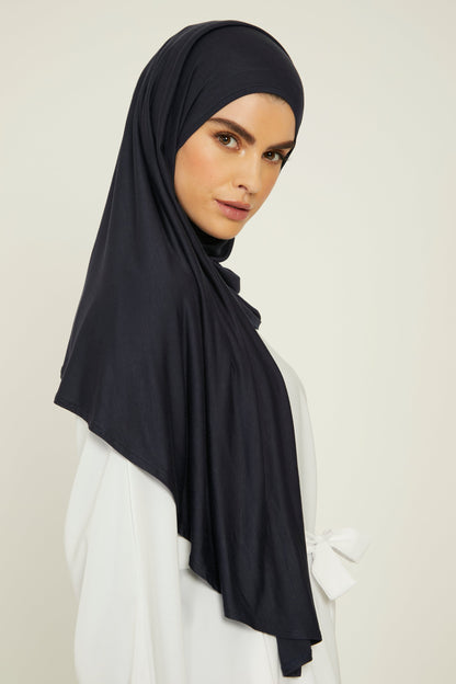 Premium Instant Jersey Hijab - Navy