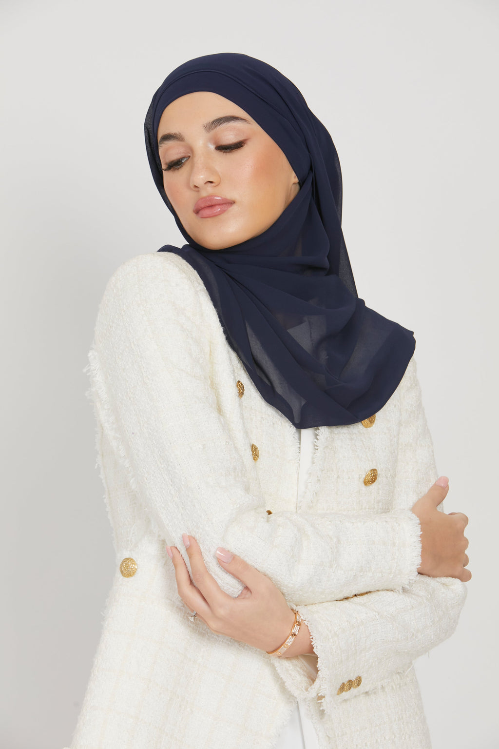 Premium Instant Chiffon Hijab - Navy