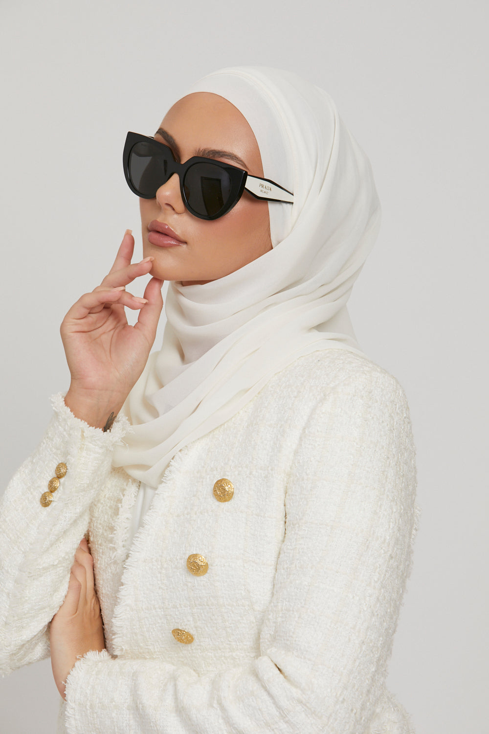 Premium Instant Chiffon Hijab - Off White