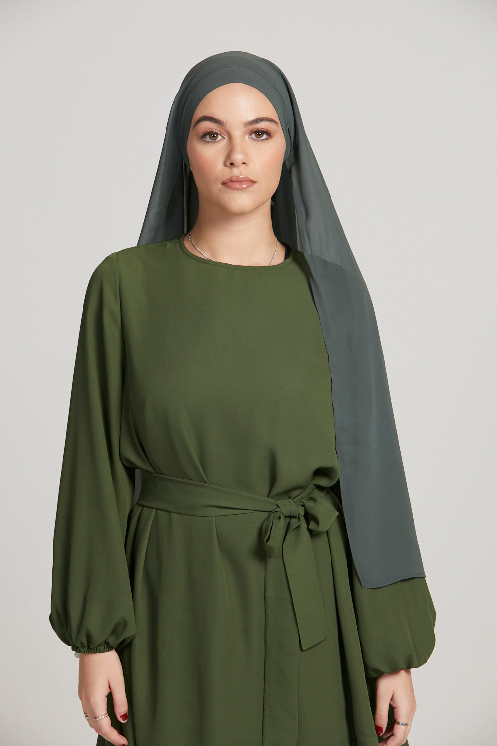 Premium Instant Chiffon Hijab - Dark Green