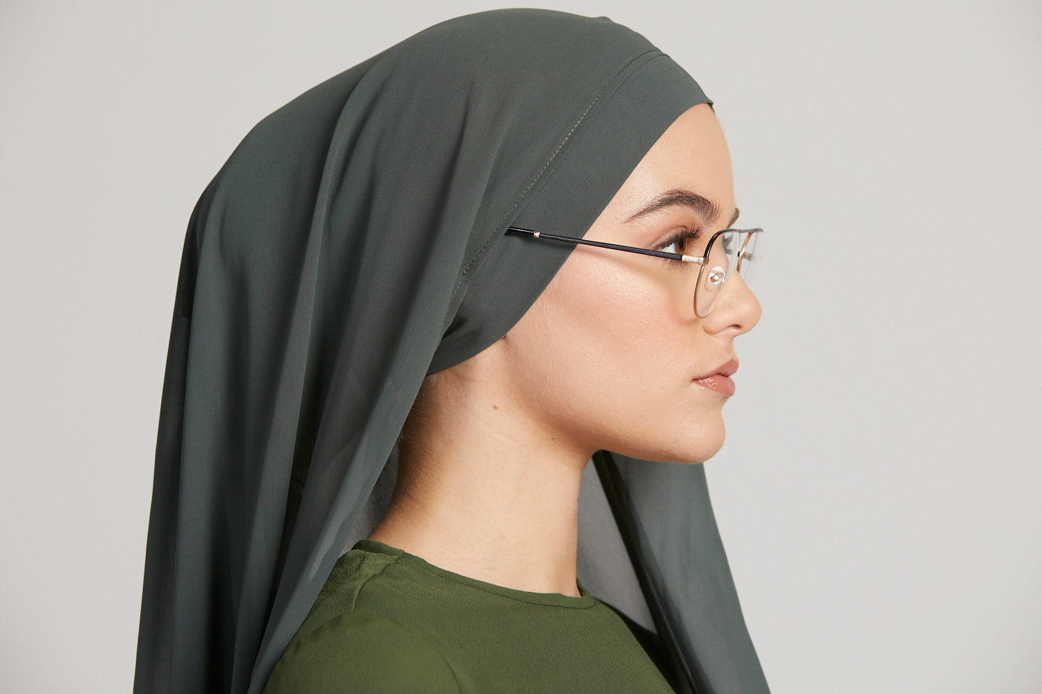 Premium Instant Chiffon Hijab - Dark Green