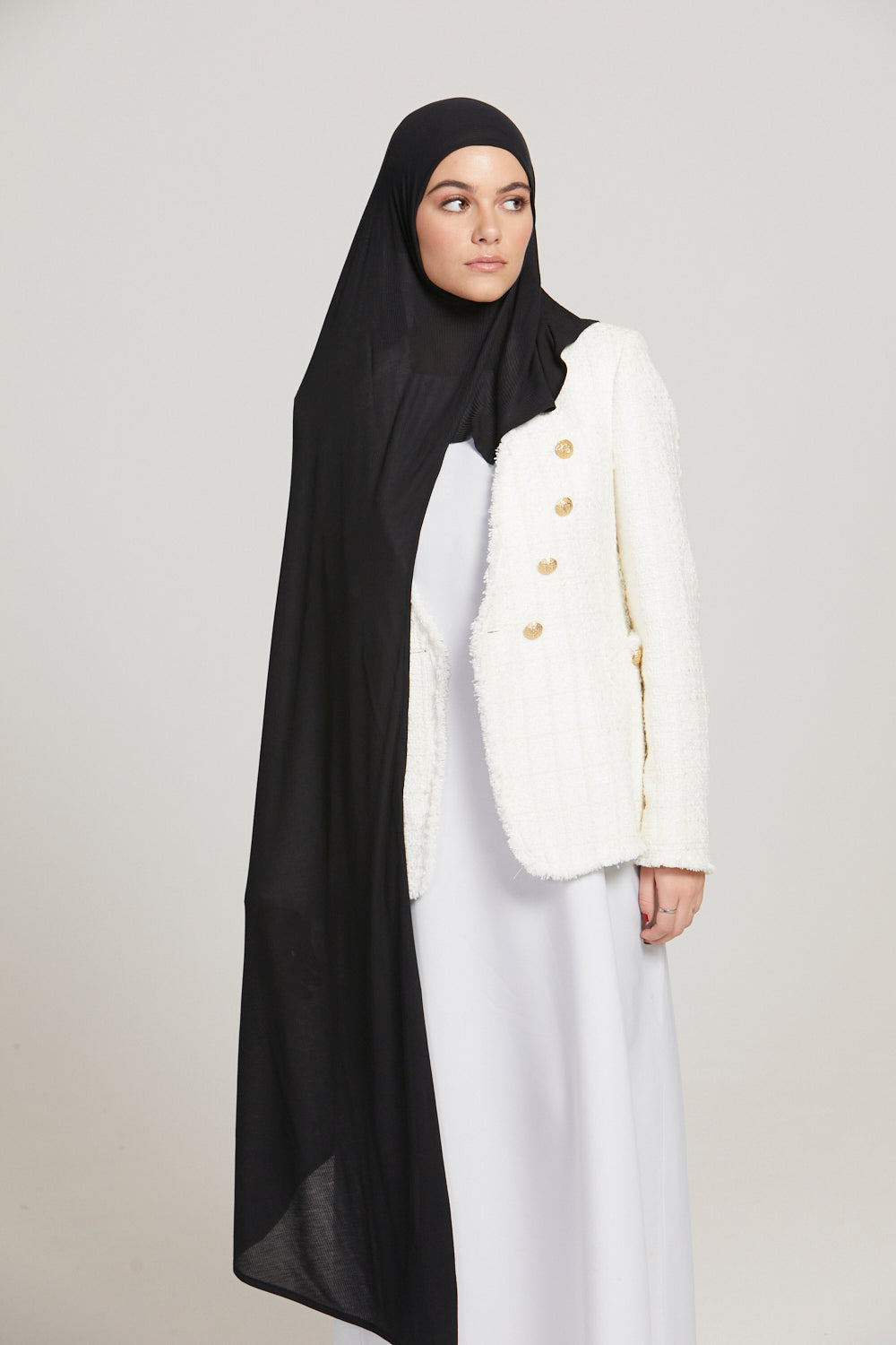 Premium Instant Bamboo Ribbed Jersey Hijab - Black