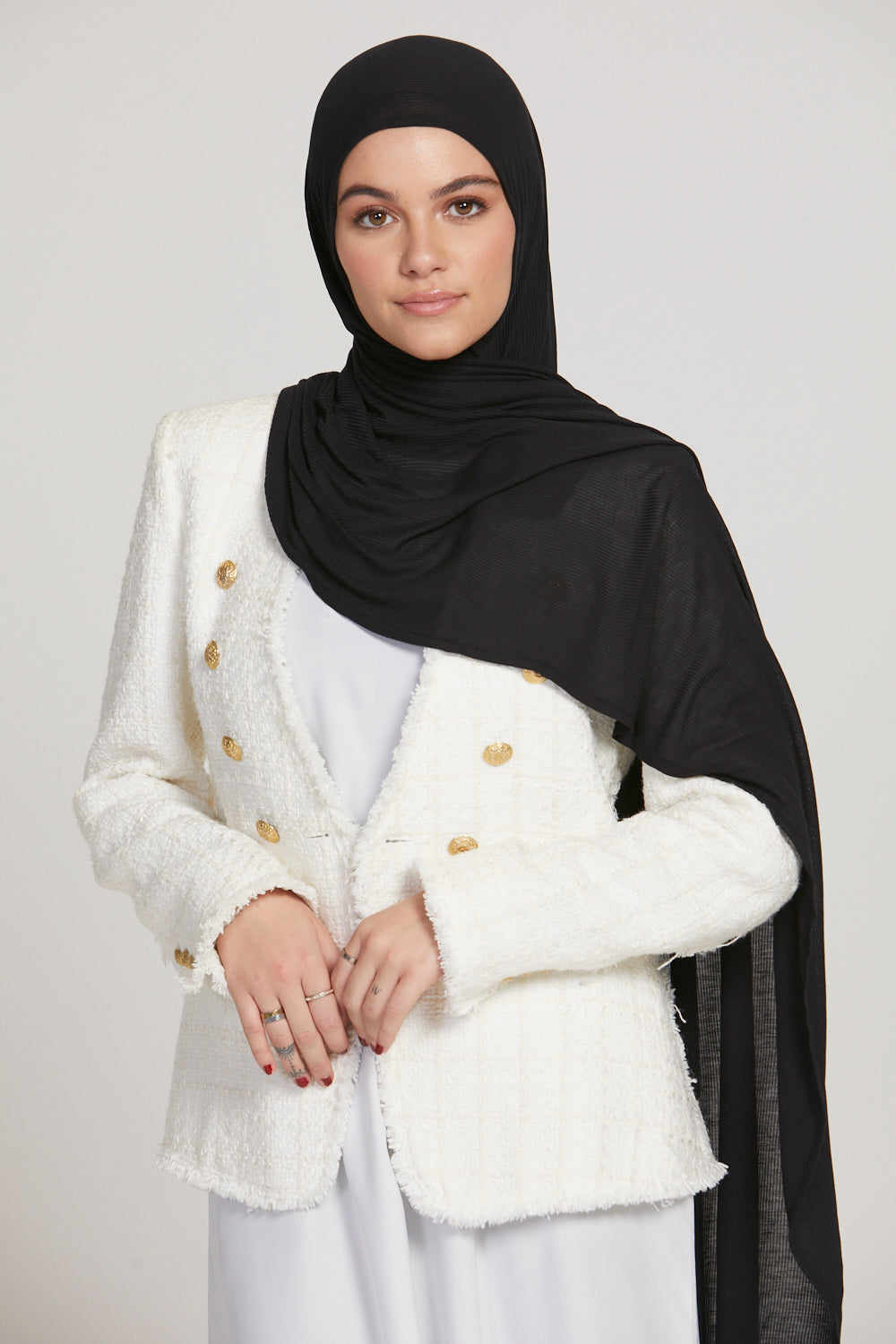 Premium Instant Bamboo Ribbed Jersey Hijab - Black