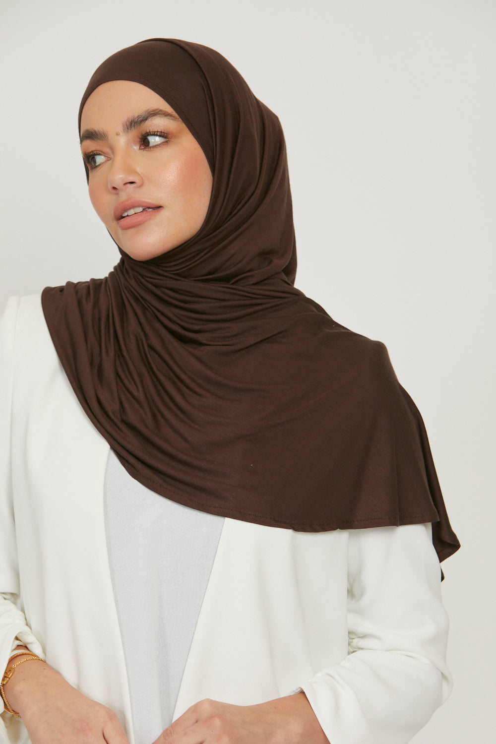 Premium Instant Jersey Hijab - Dark Brown
