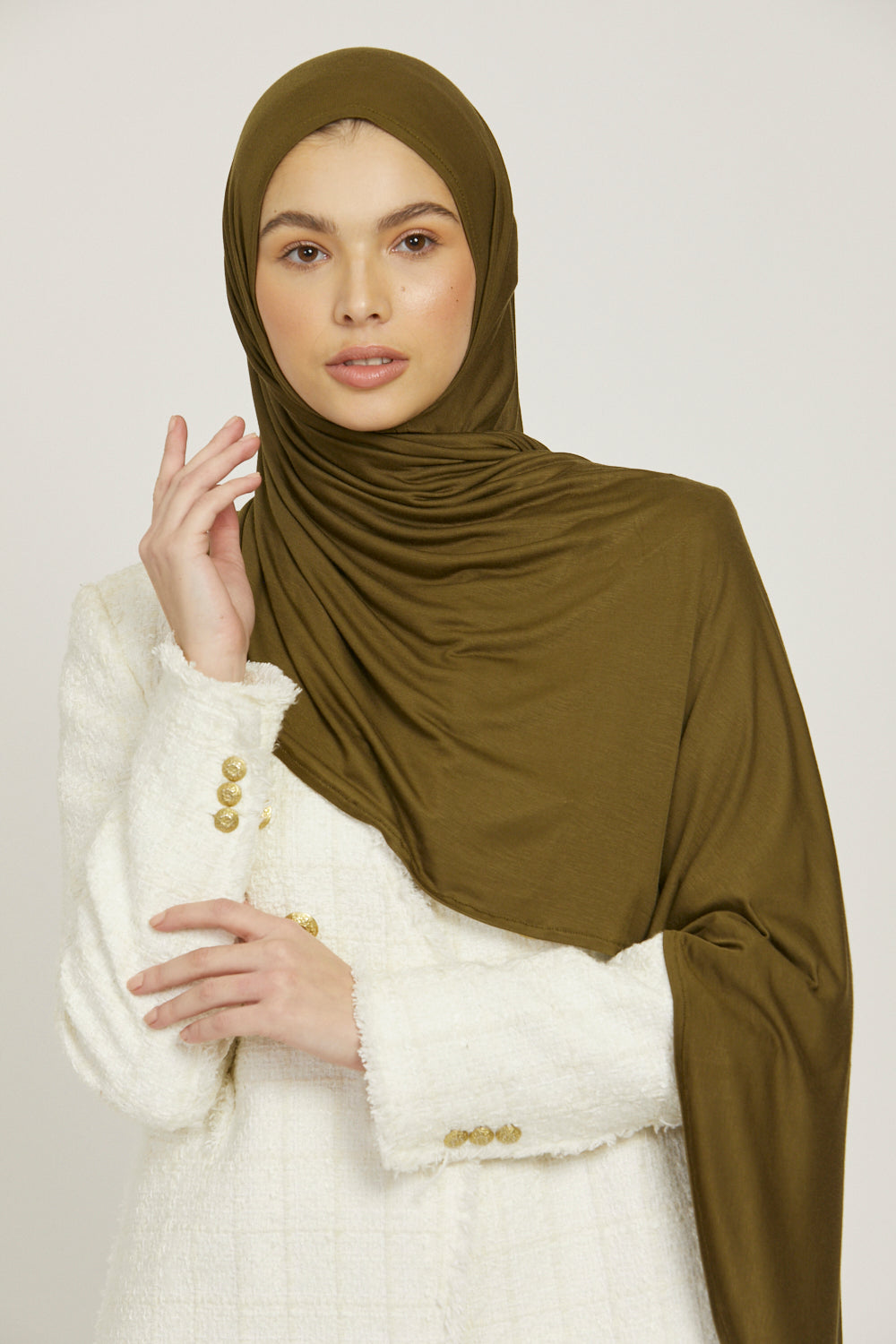Premium Instant Jersey Hijab - Olive